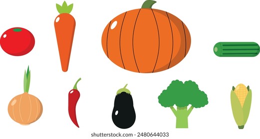 set of vegetables vector icons with minimalist style for shops, website and app