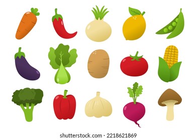 Set of Vegetables vector illustration.