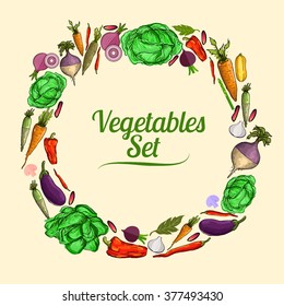 Set of vegetables. Vector illustration.