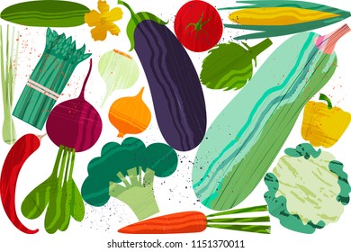 Set of vegetables. Vector illustration of healthy food design on the topic of vegetarianism and farm fair