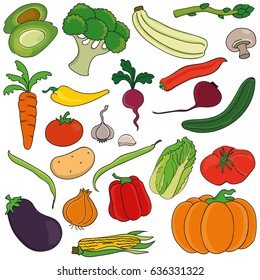Set of vegetables. Vector illustration, perfect for scrap-booking