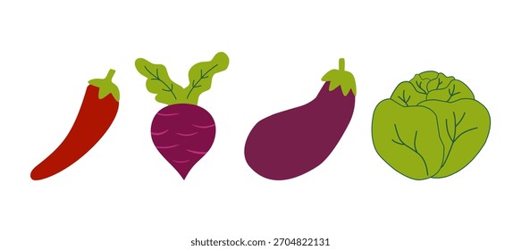 Vector de verduras aislado sobre fondo blanco