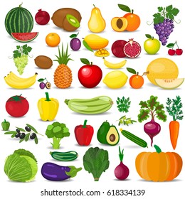 Set Fruits Vegetables Stock Vector (Royalty Free) 450863761