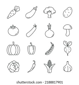 Set von Veggies Symbol. vegetarisch, Gemüse-Paket-Symbol-Vorlage für grafische und Web-Design-Sammlung Logo Vektorgrafik