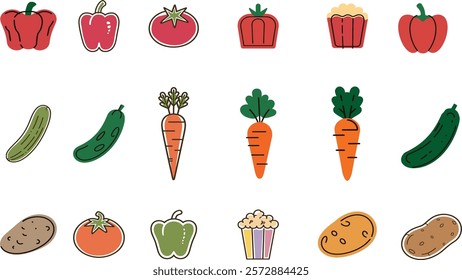 Set of veggies icon. vegetarian, vegetable pack symbol template for graphic and web design collection logo vector illustration.