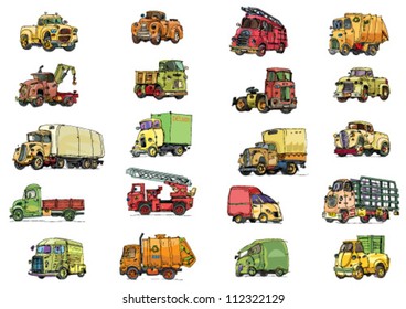 set of vehicle - cartoon