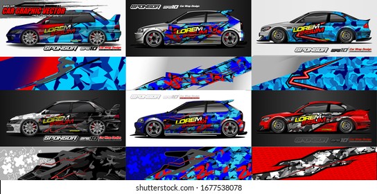 conjunto de vectores del kit gráfico del vehículo. Fondo abstracto moderno para la marca de envoltura de camión y calcomanía de adhesivos para automóviles 