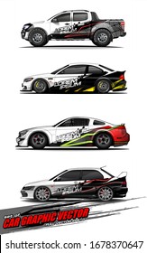 set of vehicle graphic kit vector. abstract background for racing car wrap branding and automobile sticker decals livery 
