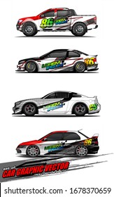 set of vehicle graphic kit vector. abstract background for racing car wrap branding and automobile sticker decals livery 