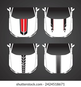 Set Vehicle graphics stripe kits for car hood. Graphic abstract stripe racing designs vector