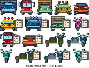conjunto de vectores de iconos de vehículos