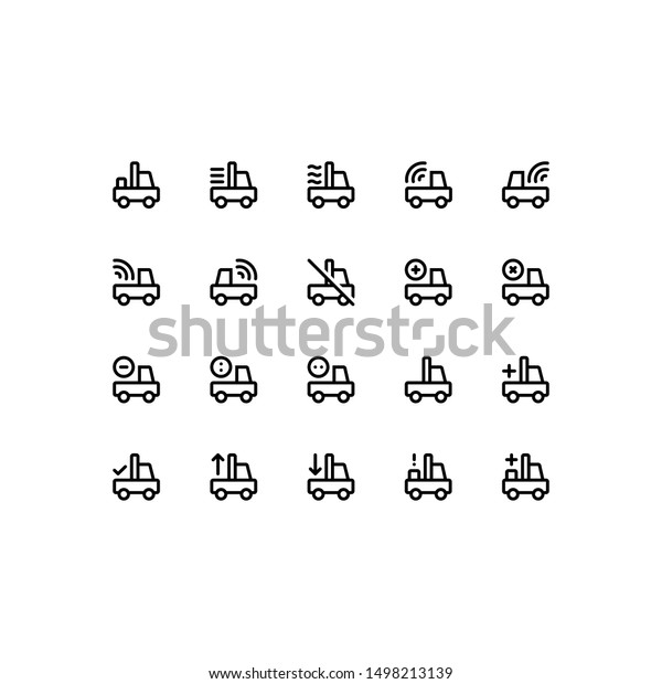 Set of vehicle, pickup, car, delivery, outline\
style icon - vector