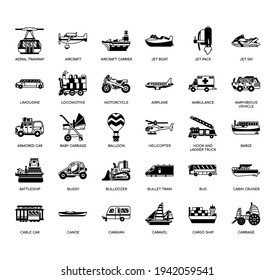 Set of vehicle thin line and pixel perfect icons for any web and app project. 