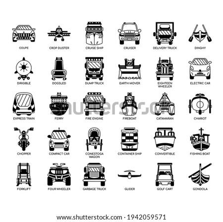 Set of vehicle thin line and pixel perfect icons for any web and app project. 
