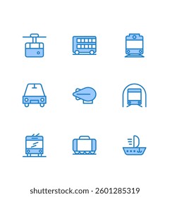 Set vehicles blue icon pack