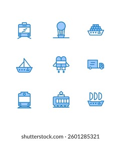 Set vehicles blue icon pack