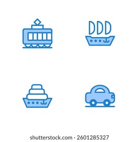 Set vehicles blue icon pack