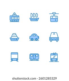 Set vehicles blue icon pack