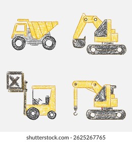 Set of vehicles, Children illustration handdrawn vehicles