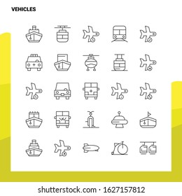 Set of Vehicles Line Icon set 25 Icons. Vector Minimalism Style Design Black Icons Set. Linear pictogram pack.