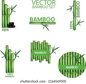 Set  vektor images of bamboo. Suitable for indicating the fabric structure, cosmetics and more. Can be used as separate images for interiors and textures.