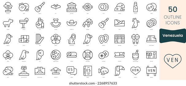 Set of venezuela icons. Thin linear style icons Pack. Vector Illustration