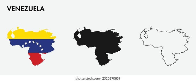 Set of Venezuela map isolated on white background, vector illustration design