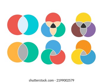 Set Set von Venn-Diagramm-Vektorgrafik, Negativer Raum, Farbe modern Symbol - einzeln auf weißem Hintergrund .