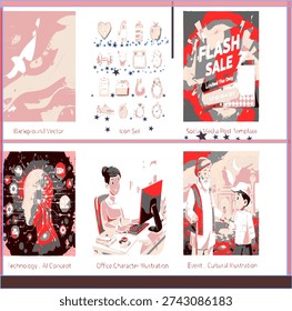 SET OF VENTAGE CARD  VECTOR