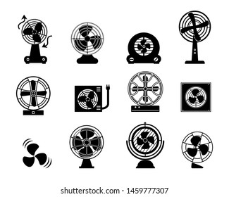 Conjunto de iconos de ventilación aislados en fondo blanco. Ilustración vectorial.