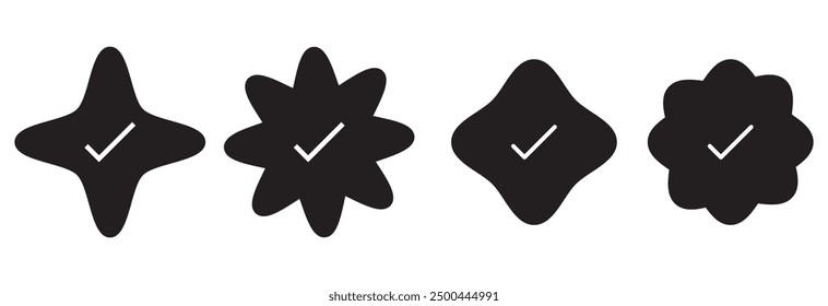 Set of Verified badges. Facebook, Instagram, TikTok and Twitter. Profile verification icons. Isolated on white background design eps 10