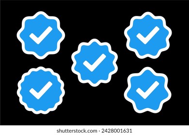 Set verified check blue icons vectors
