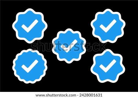 Set verified check blue icons vectors
