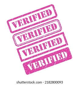 Set of Verified stamp symbol, label sticker sign button, text banner vector illustration .