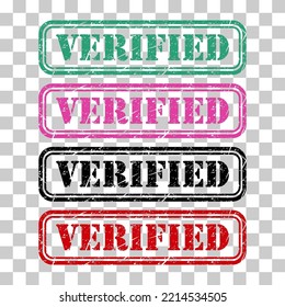 Set of Verified stamp symbol, label sticker sign button, text banner vector illustration .