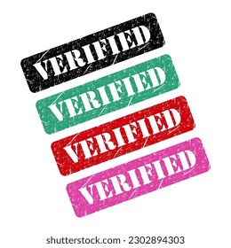 Set of Verified stamp symbol, label sticker sign button, text banner vector illustration .