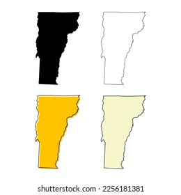 Conjunto de mapas de Vermont, estados unidos de américa. Ilustración vectorial de concepto plano.