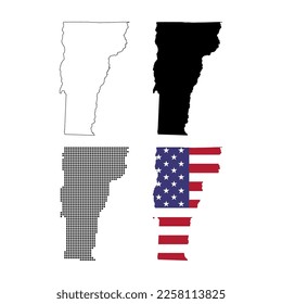 Set of Vermont map shape, united states of america. Flat concept vector illustration .