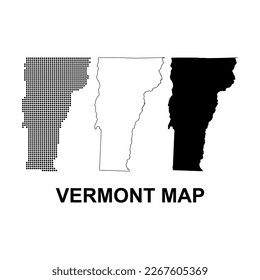 Conjunto de mapas de Vermont, estados unidos de américa. Ilustración vectorial de concepto plano.