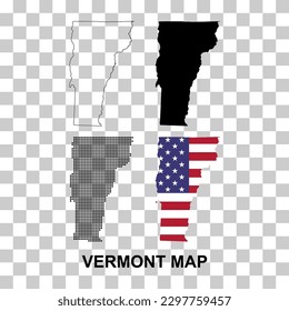 Conjunto de mapas de Vermont, estados unidos de américa. Ilustración vectorial de concepto plano.