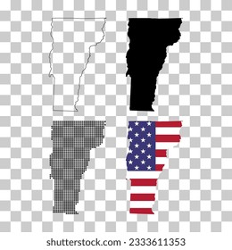 Set of Vermont map shape, united states of america. Flat concept vector illustration .