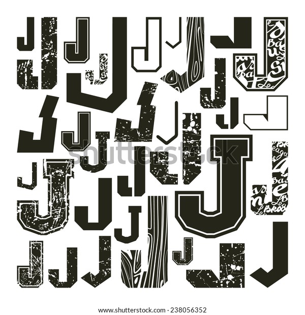 Set Versions Letters J Variety Styles Stock Vector (Royalty Free