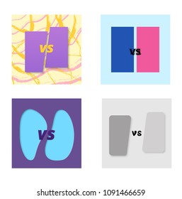 Set of versus card. VS banner with cut background. Vertical illustration.