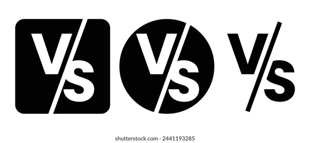 Set of Versus letters icon. Vector Illustration.