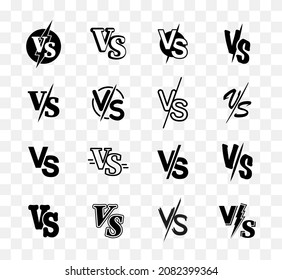 Set of versus logo letters. Collection of VS versus letters icons. VS letters for sports, fight, competition, battle, match, game. Letters symbols. Vector illustration