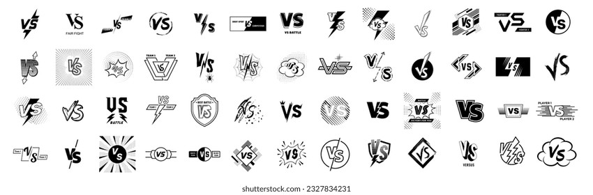 Set of versus logo letters, competition, battle, match, game Icon