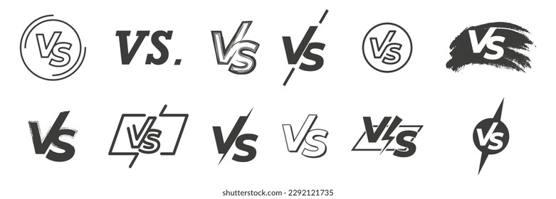Set of versus logo letters. VS letters. Vector isolated illustration.