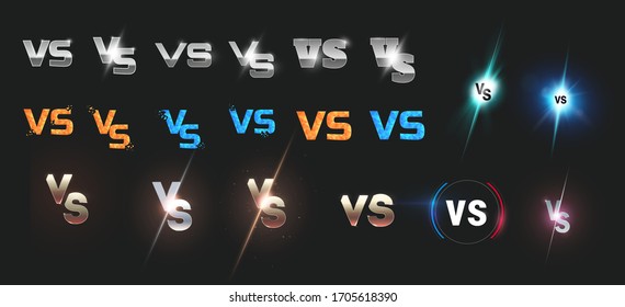 Set of versus logo vs letters for sports and fight competition. Battle, vs match, game concept competitive vs. eps 10 Vector illustration