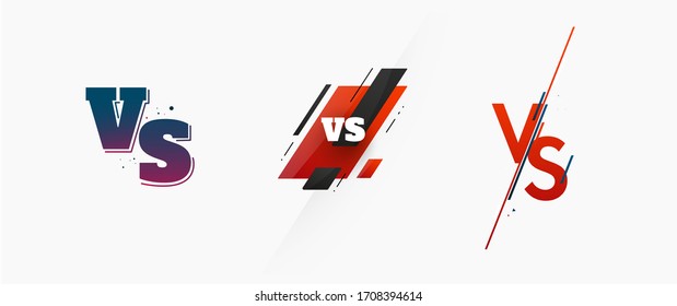 Set of versus logo vs letters for sports and fight competition. MMA, UFS, Battle, vs match, game concept competitive vs. eps 10 Vector illustration