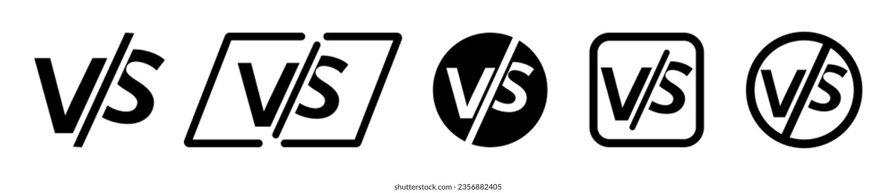 Set of versus vector icons. Vs, fight, duel, battle, compare or clash symbols. Vector 10 Eps.